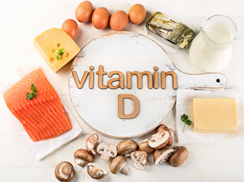 vitamin d rich foods. top view. healthty eating concept